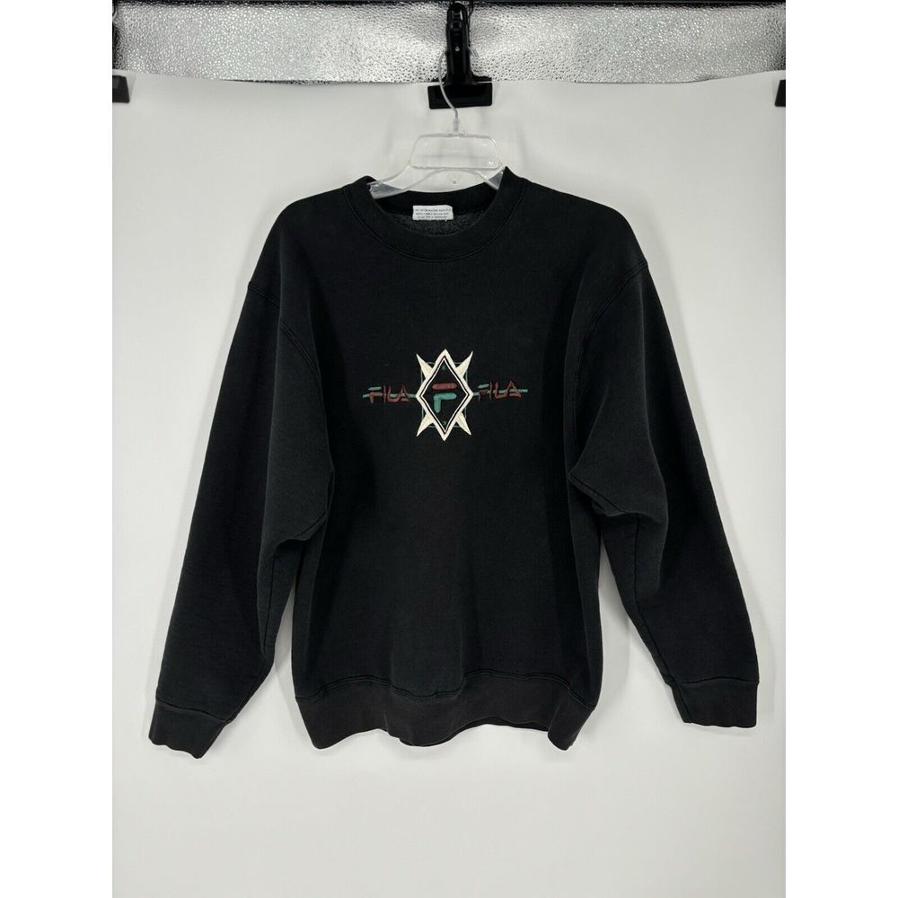Vintage 90s Y2k Made In USA Embroidered Fila Crewneck Sweatshirt Green And Brown